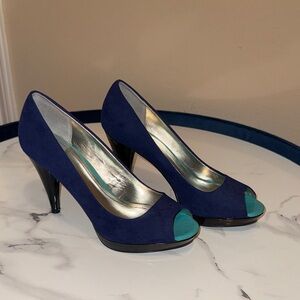 Style & Co. Royal Blue Peep-Toe Platform Heels